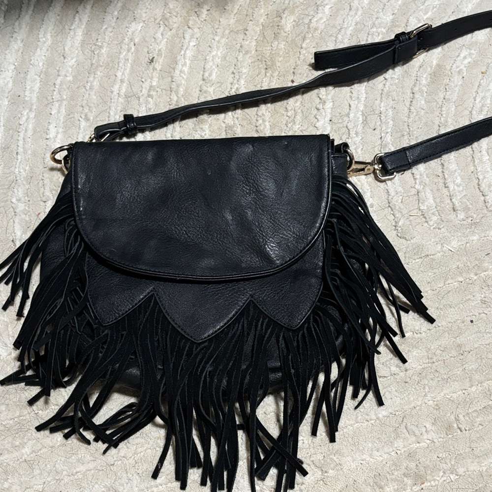 Black Fringe Crossbody Bag